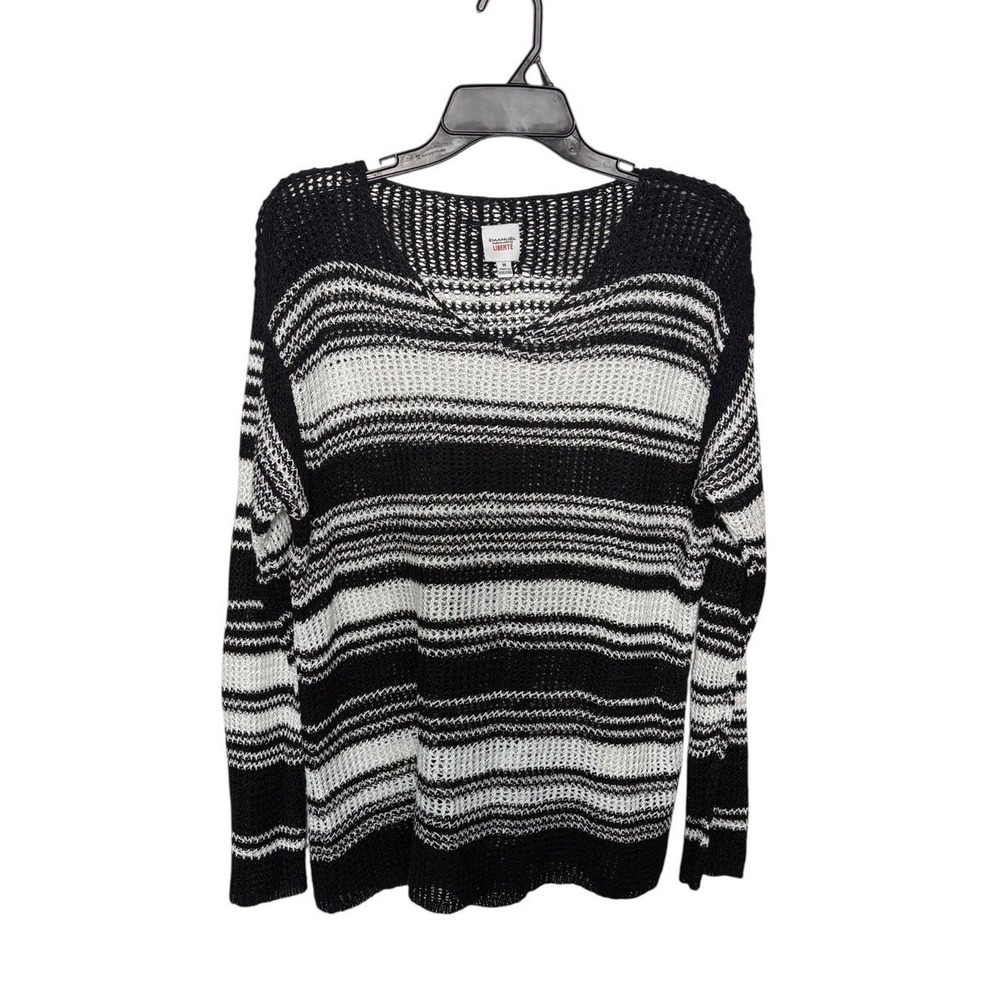Emanuel Ungaro Liberte Open‎ Knit Striped Popover Sweater Size M Designer